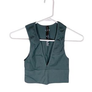 Urban Outfitters Teal Ribbed Sleeveless Top